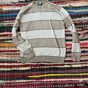 Active USA Gray Crewneck Sweater with Stripes